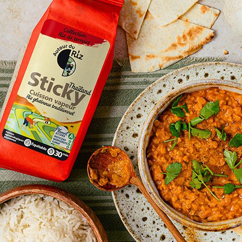 Recette de dal indien avec du riz thaï bio sticky rice