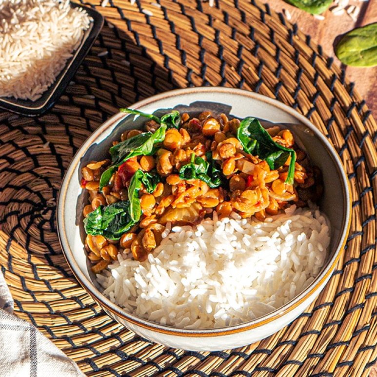 Dhal de lentilles aux epinards et lait de coco