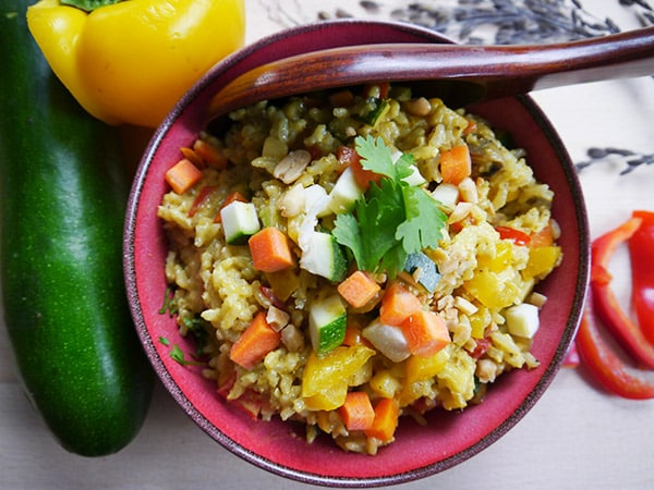 Salade légumineuse et riz