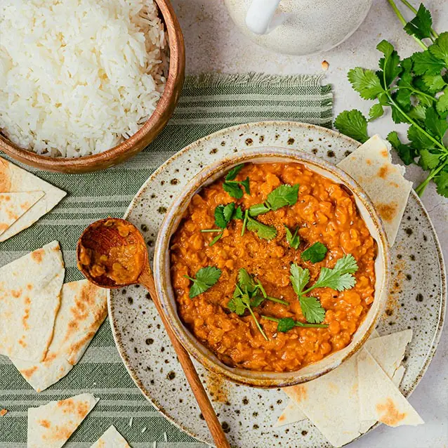 Dhal de lentilles à la crème de coco bio