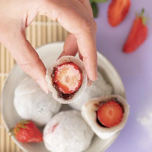 Mochis à la fraise avec de la farine de riz gluant bio 350 g