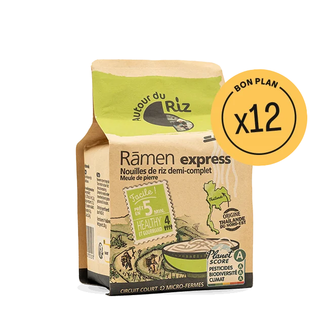 Nouilles ramen de riz demi-complet bio - 12 sachets de 280 g