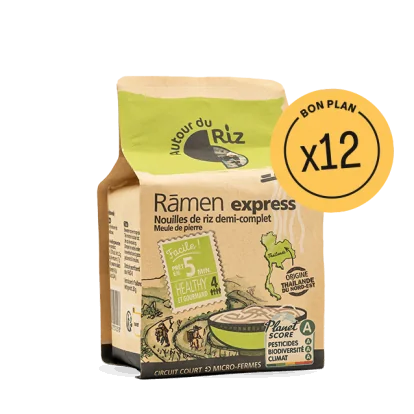 Nouilles ramen de riz demi-complet bio - 12 sachets de 280 g