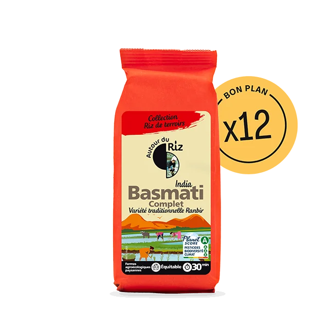 Riz Basmati complet bio équitable - 12 sachets de 500 g