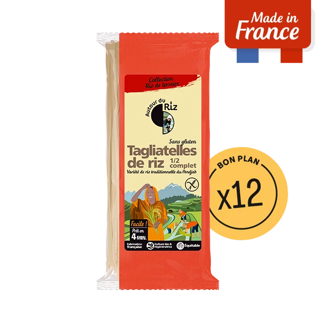 Tagliatelles bio de riz demi-complet - 12 sachets de 400 g